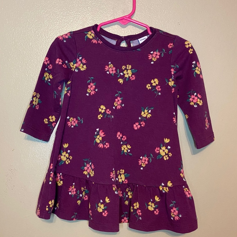 Old Navy Girls 6-12 Month Purple Floral Dress